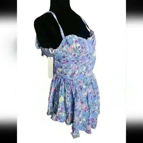 For Love And Lemons Womens Blue Charlene Mini Dress S - Picture 3 of 15